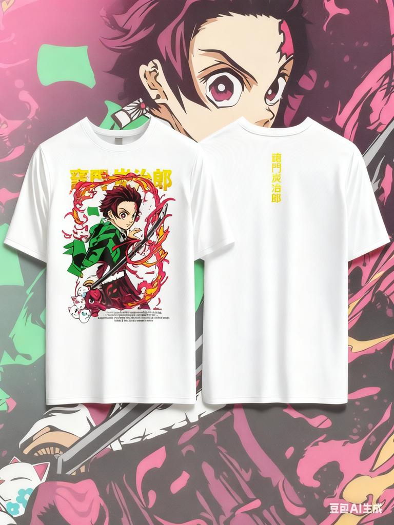 Demon Slayer Kamado Tanjirou Anime Printed Cotton Tshirt for Men and Women Casual Fashion Oversized Anime Peripheral Clothing
