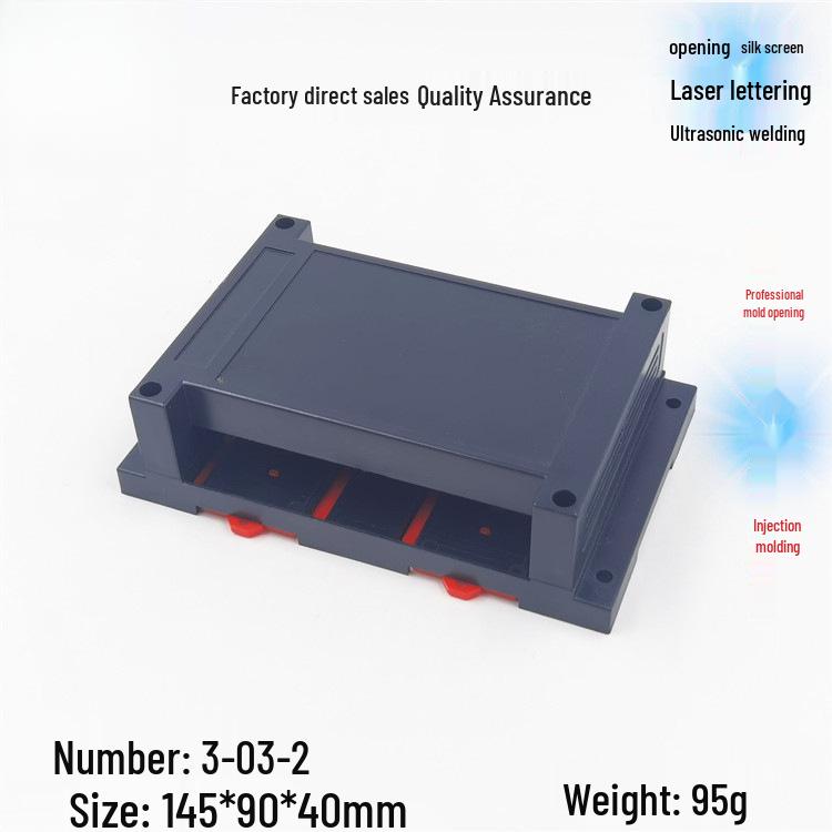 Gray/White Standard DIN Rail Control Enclosure Instrument Chassis with Solid Top Cover (No Holes) - Model 3-03-2:1459040.