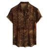 Men's Short Sleeved Shirt, Daily Fashion Printed Button Top, Chest Pocket Cardigan