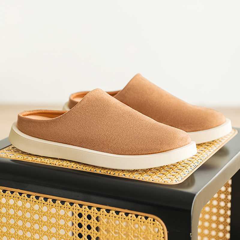 

Мужская обувь новая 2025 осень досуг спорт ретро тренд универсальный британский стиль мужчины без каблука полусабо полусабо 46 standard sneaker size коричневый