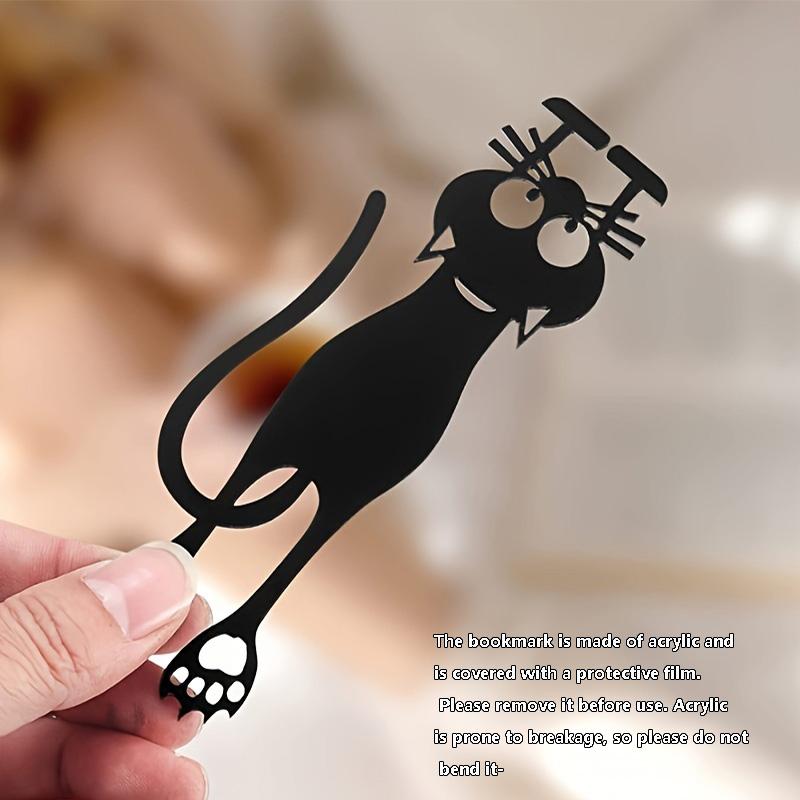 1-5pcs Acrylic Hollowed-out Bookmarks, Creative Hollowed-out Black Kitten Hanging Bookmarks, Perfect Gifts for Reading Lovers