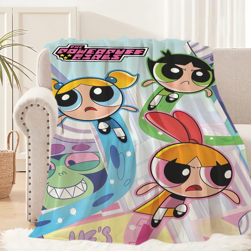 Cartoon The P-Powerpuff G-Girls Cute Blanket Plush Nap Sofa rug for Living Room Office Bedroom Birthday Home Travel Kid Gifts