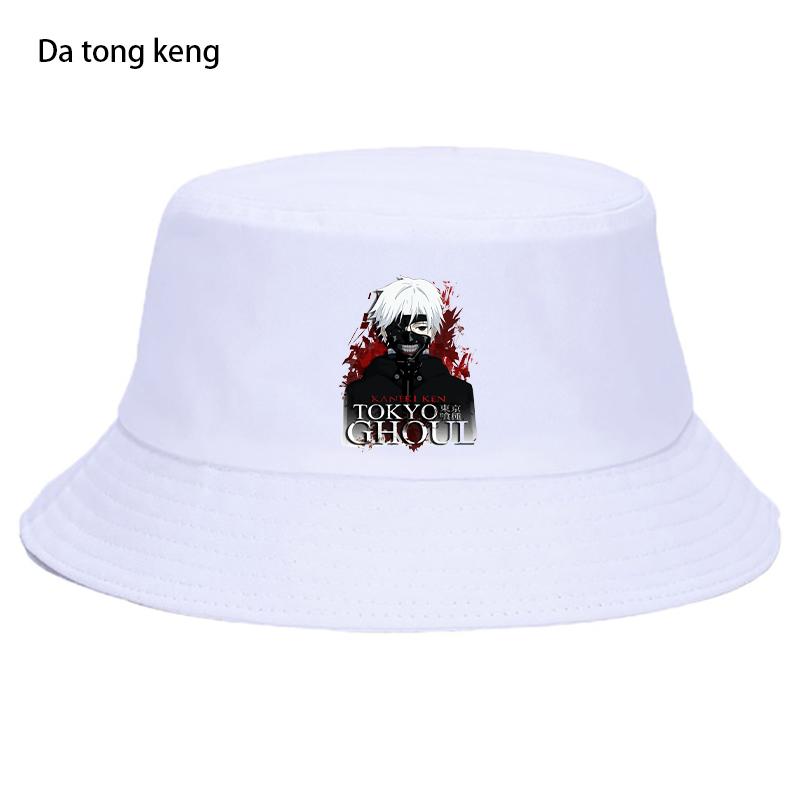 Tokyo Ghoul Japão Anime Engraçado Bucket Cap Casual Engraçado Chapéu de Sol Harajuku Algodão Bucket Hat Unissex Outdoor Protetor Solar Fishermans Hat