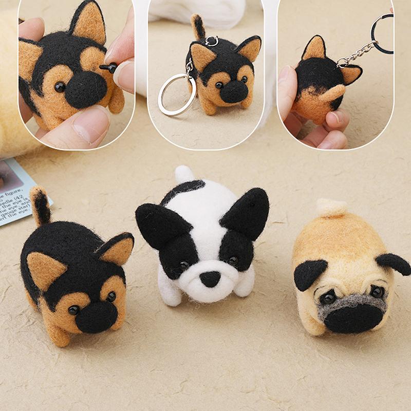 1 Set Diy Gift Needle Felting Tool Dog Wool Needle Felting Kit Non-Finished Cat Handmade Wool Felting Material Package Doll Toy