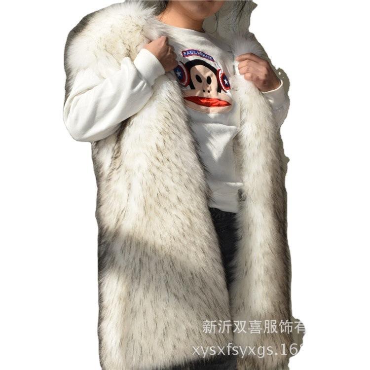 2024 New Women's Fur Vest Winter Slim-fit High Imitation Raccoon Hair Medium and Long Fur Jacket