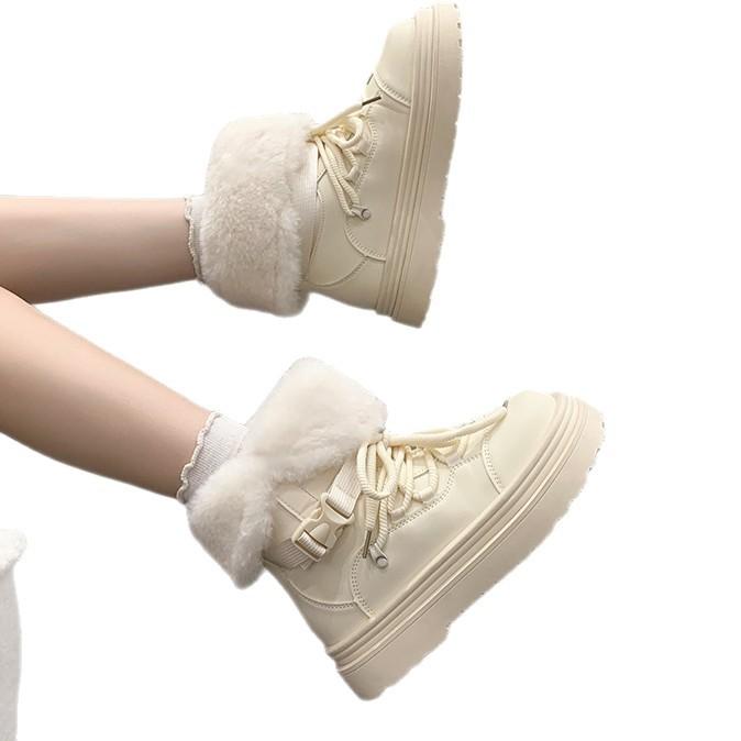 European and American Style Neutral Versatile Thick-soled Heightening Snow Boots Women's 2025 Autumn and Winter New Velvet Large Cotton Shoes Short