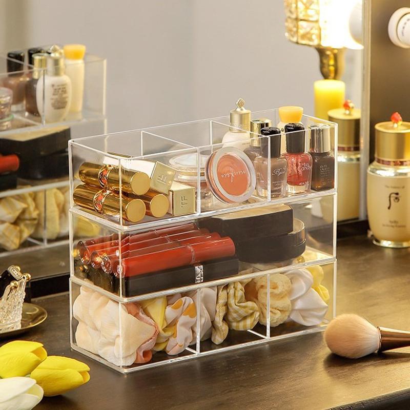 Clear Acrylic Drawer Makeup Organizer Storage Box Drawer Type Storage Lipstick Organizer Box Cosmetic Creams Organizer
