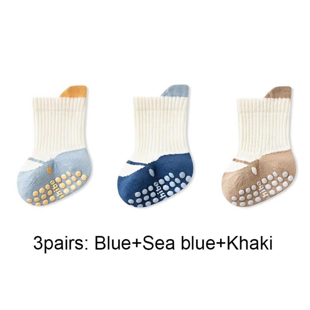 3 Pairs Soft Cotton Anti-Slip Socks Non-Slip Infant Walking Socks Kids Crawling Socks  For Newborn