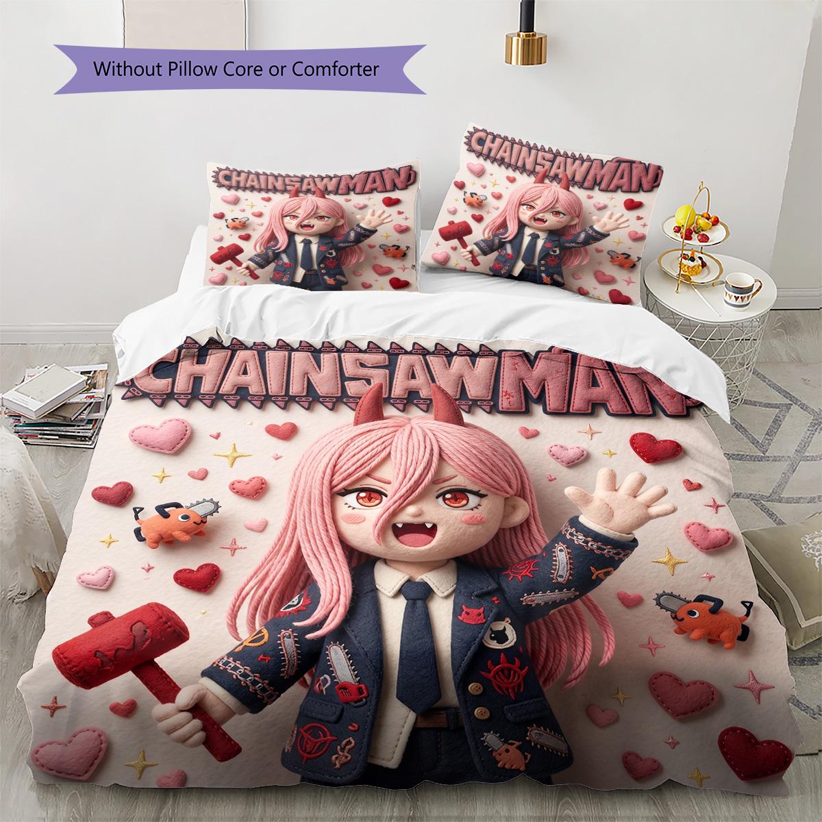 

Chainsaw Man Patterned Pillowcase & Duvet Cover Set 3-Piece Anime Bedding Decor Great Gift for Fans YUN6516 135x200cm