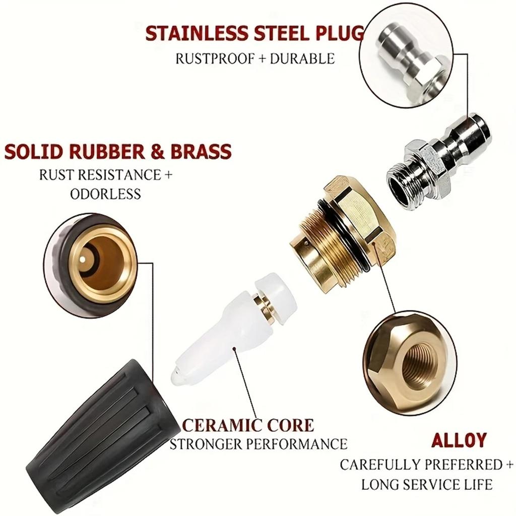 Rotating Turbo Nozzle Tip 1pcs 1/4" QC 3000psi Max 3.0GPM for Brick Concrete Vinyl Surfaces