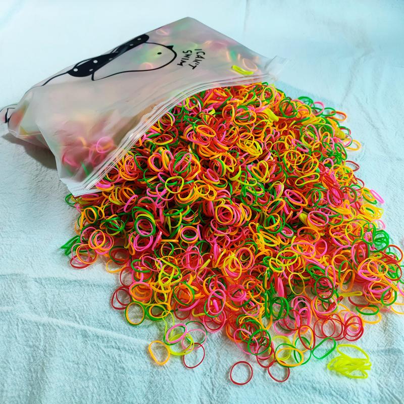 500/1000/2000pcs Girls Colourful Disposable Rubber Band Hair Ties Headband Children Ponytail Holder Bands Kids Hair Accessories