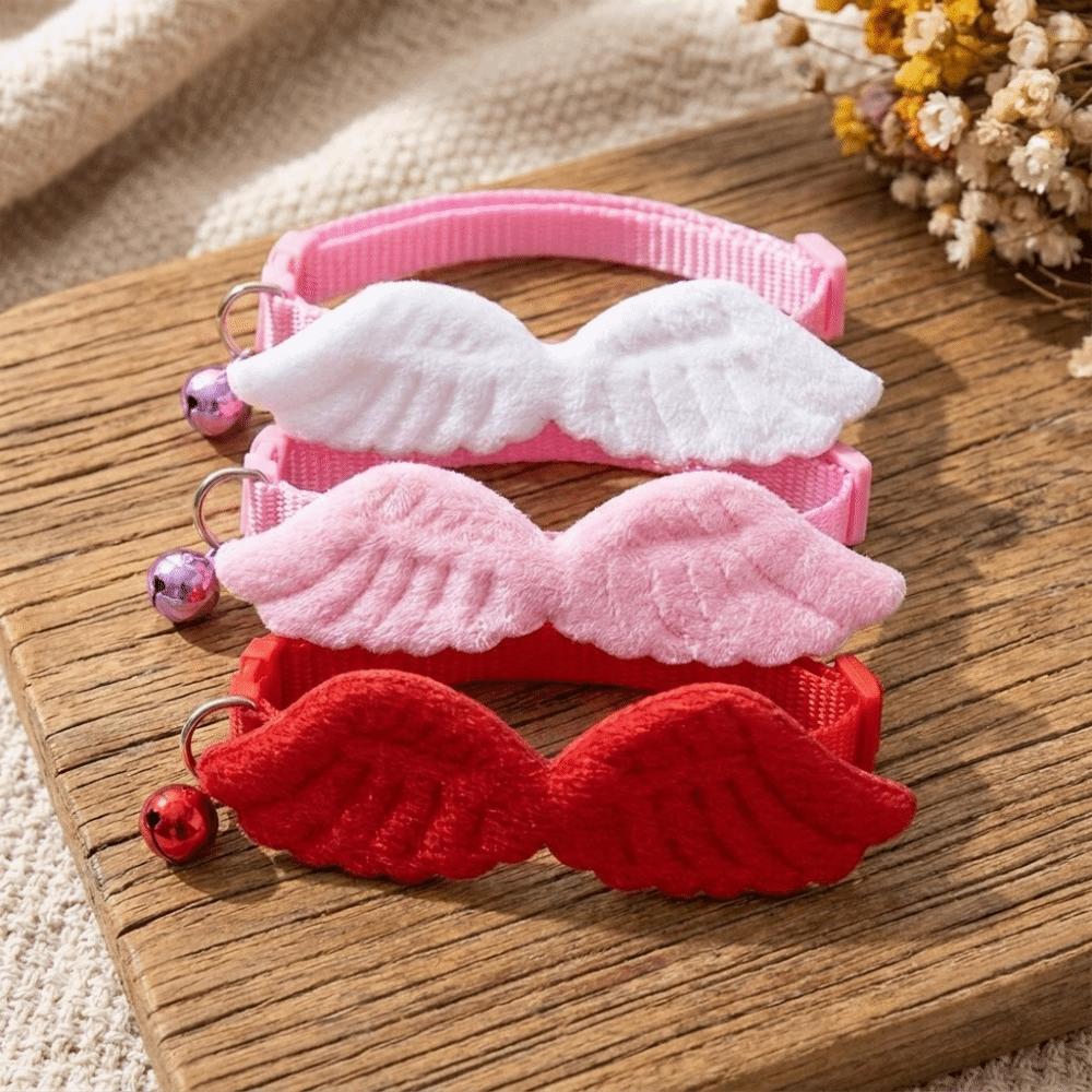 Lovely Adjustable Plush Wings Cat Collar Solid Color Soft Pet Collar Lightweight Not Tight Nor Loose Pet Dressing Pet Beauty