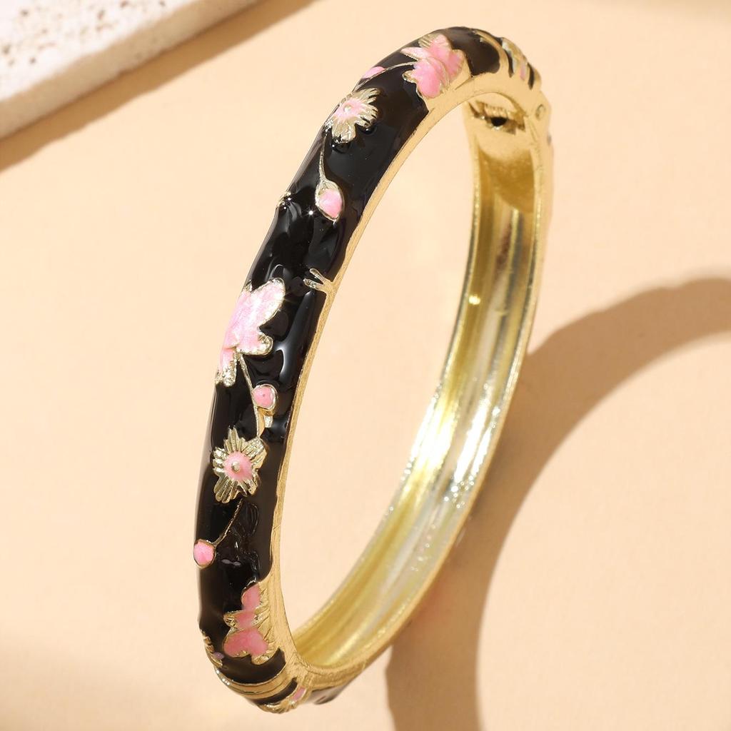 Bracciale Smalto Cloisonné Retrò con Piccolo Motivo Floreale