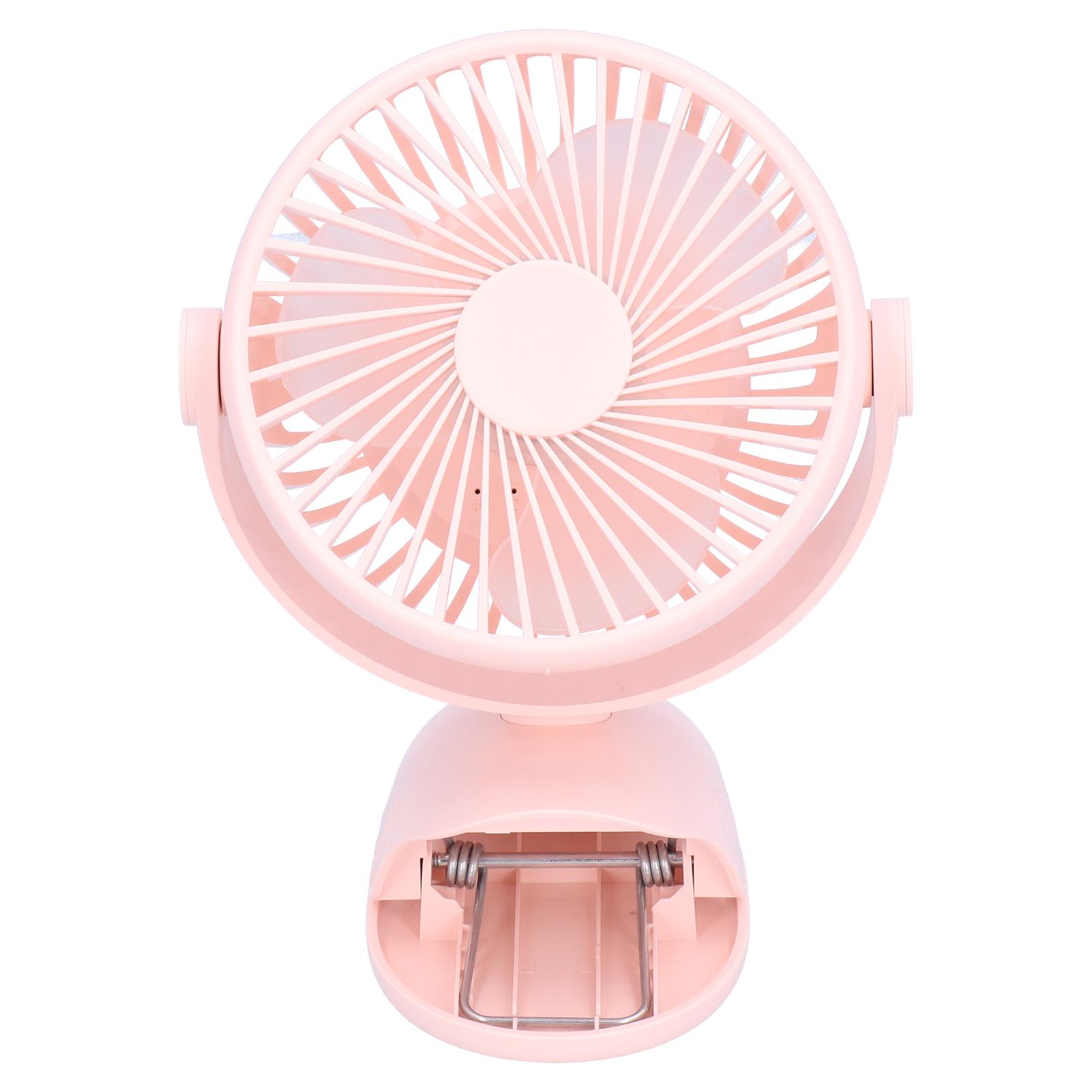 

USB Mini Clip Fan Strong Wind 3 Blade Rechargeable 4 Gears Desktop Cooling Fan Cooler розовый