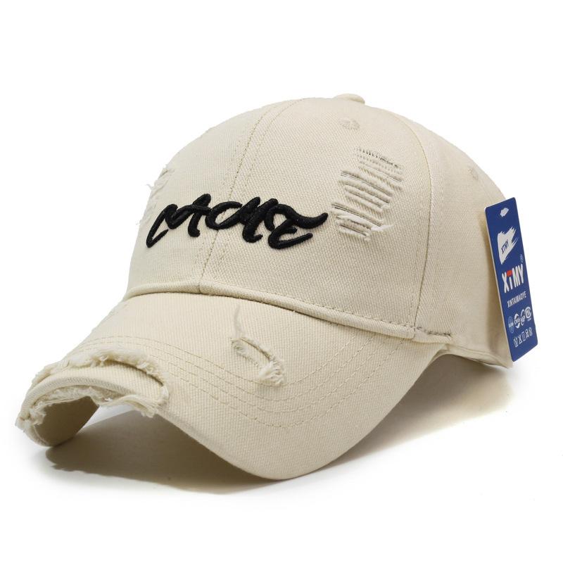 Distressed Baseball Cap Women Unisex Trendy Embroidered Letter Sun Visor Dad Hat