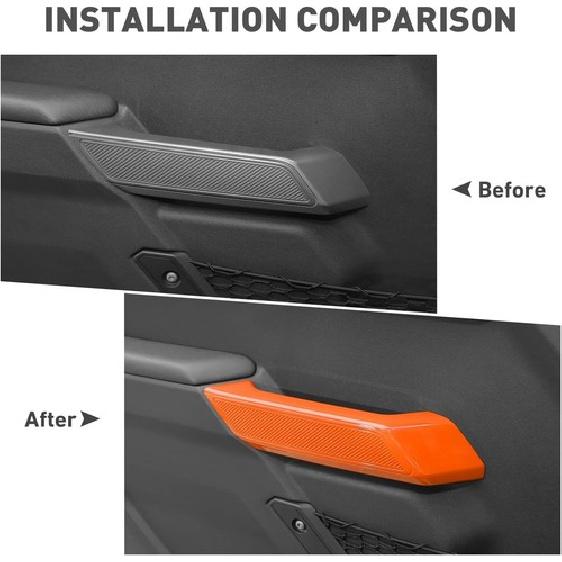 Armest Door Handle Protector Cover Trim For Ford Bronco +Orange 4 Door ABS