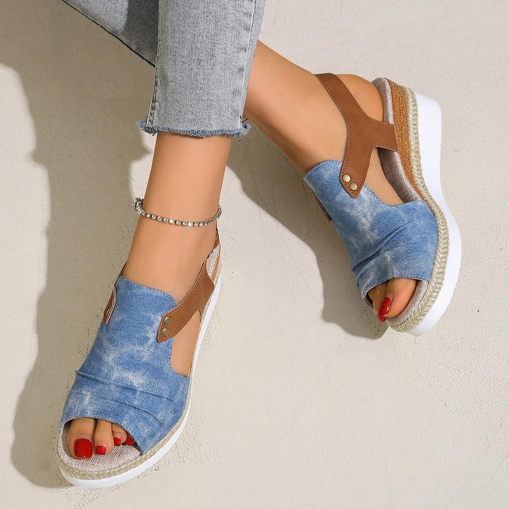 Women 2025 Plus Size 36-43 Platform Rome Sandles Woman Lightweight Summer Beach Shoes Comfortable Elastic Band Wedges Sandals