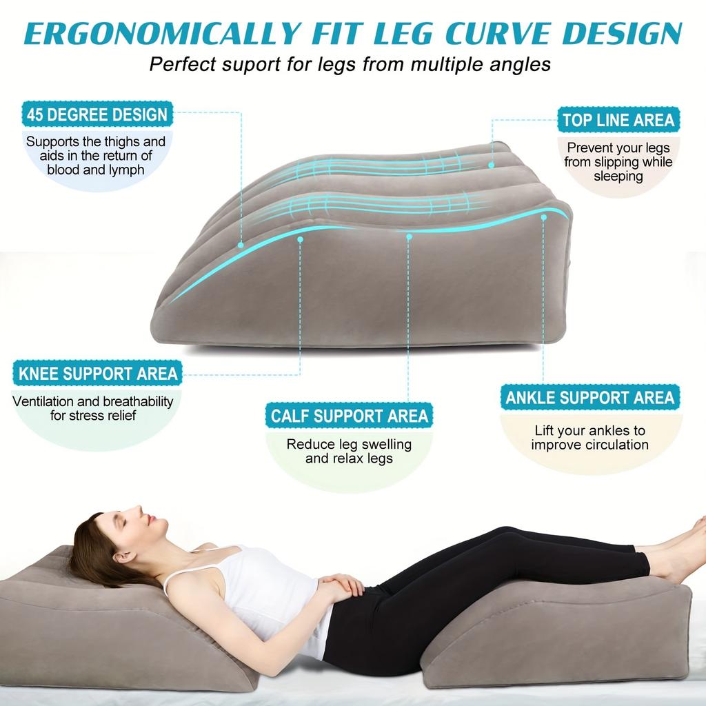 Ergonomic Leg Elevation Wedge Pillow: Support And Decompression for Post-Surgery, Knee & Hip Relief, And Improved Circulation
