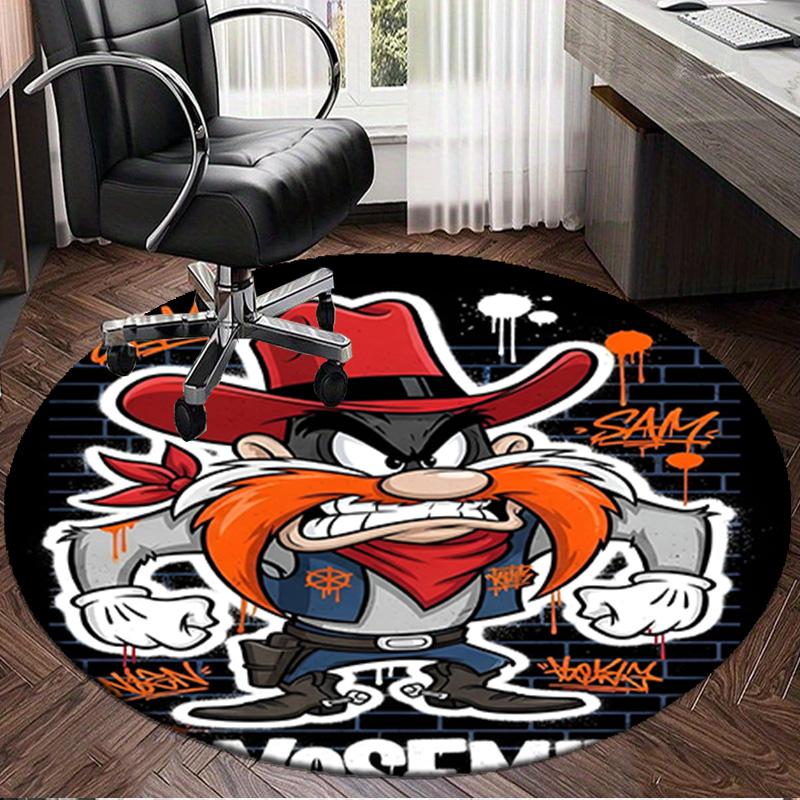 1PC Tazma-nian Devil Spray Art Round Rug, Non-slip Chair Mat, Home Decor, Circle Carpet Perfect for Office, Bedroom, Living Room,Christmas gift