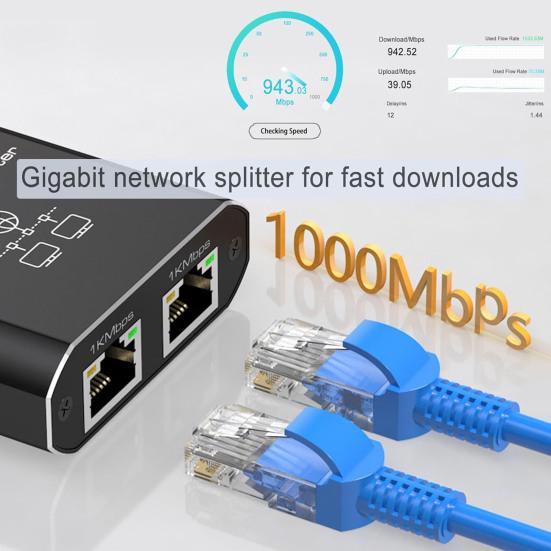 Ethernet Splitter 1000Mbps Plug-and-Play Compact Design High Speed Universal USB Powered LAN Ethernet