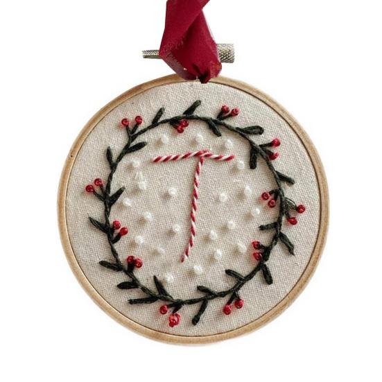 DIY Embroidered Christmas Ornaments Personalized Initial A–Z Monogram Embroidery Set Mini Handmade Christmas Embroidery
