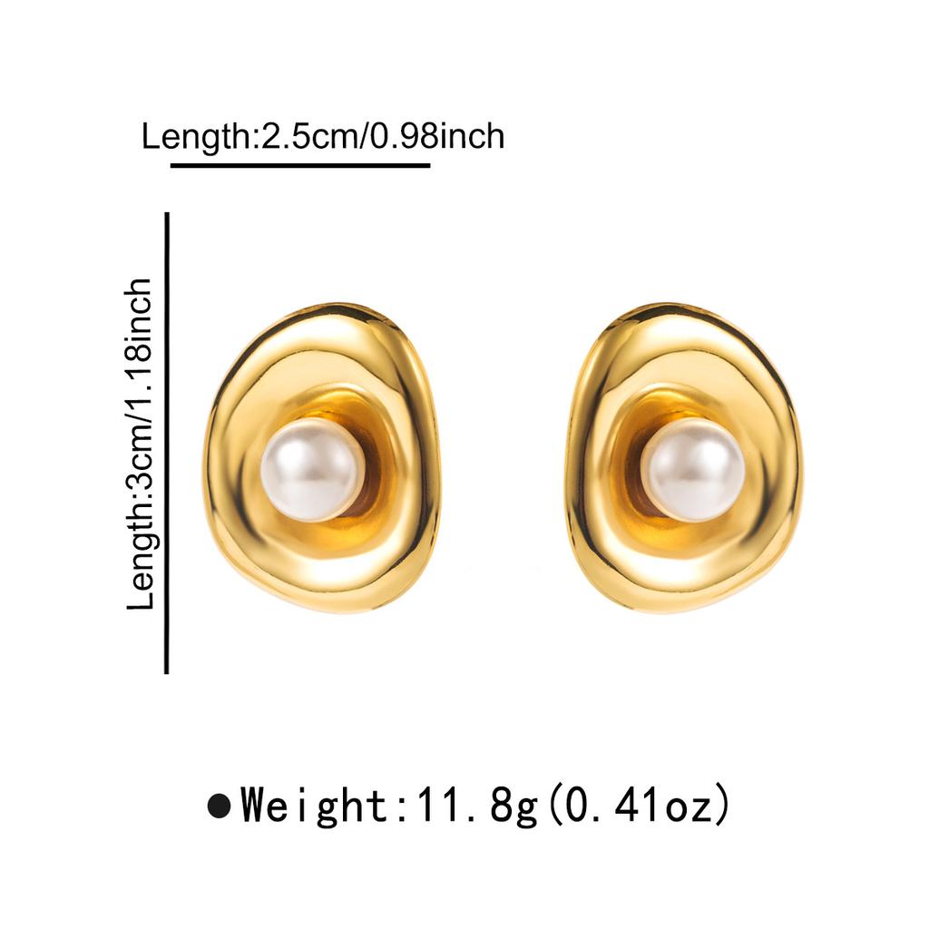 European American Ins Style French Pearl Earrings For Women High Grade Ear Drops Simple Stainless Steel Vintage Stud Earrings