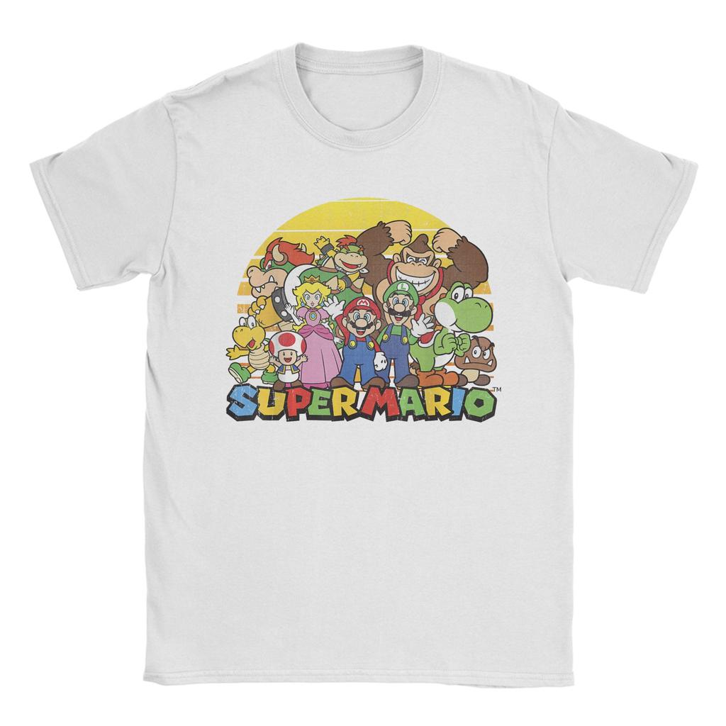 Novelty Super Marios Group Portrait TShirts for Unisex O Neck Cotton T Shirt Short Sleeve Tees Unique Tops