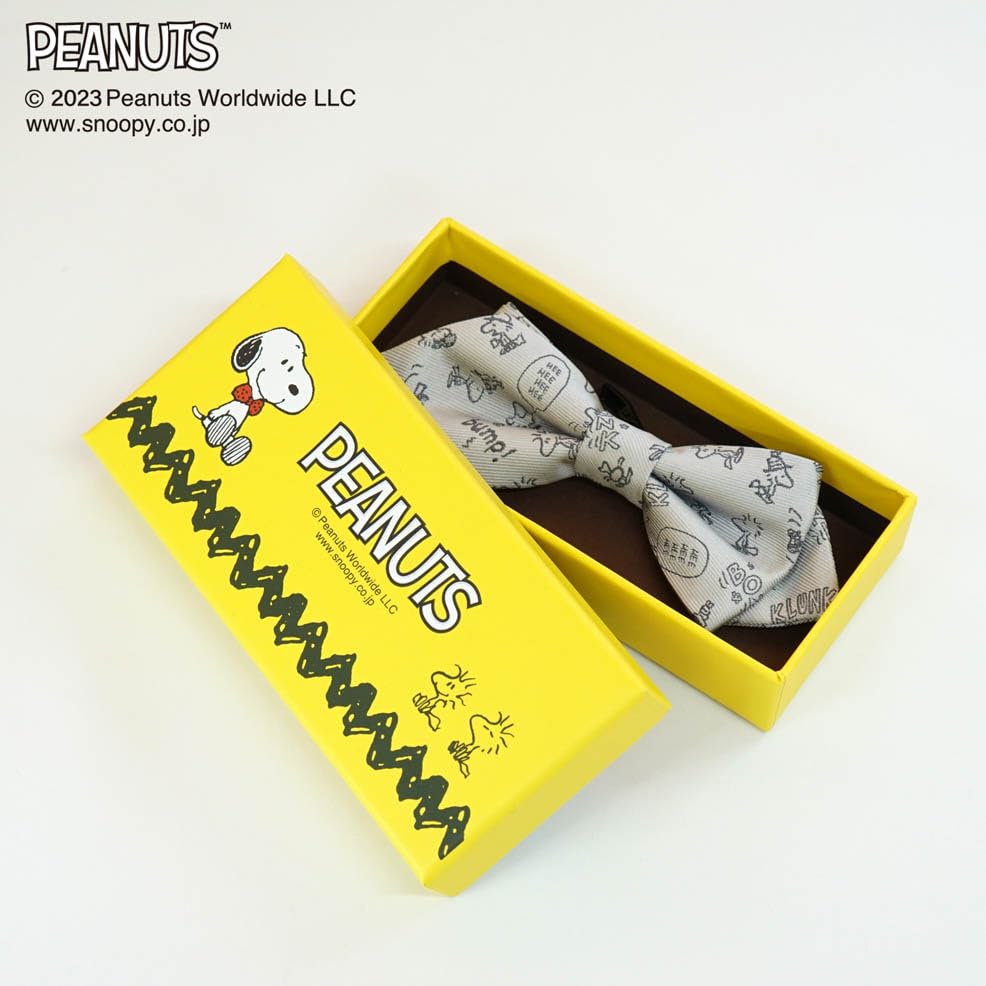 Peanuts Snoopy Bow Tie with Original Box (PND48173) Light Gray, SNOOPY Woodstock Bow Tie, One-Touch, Character, Wedding