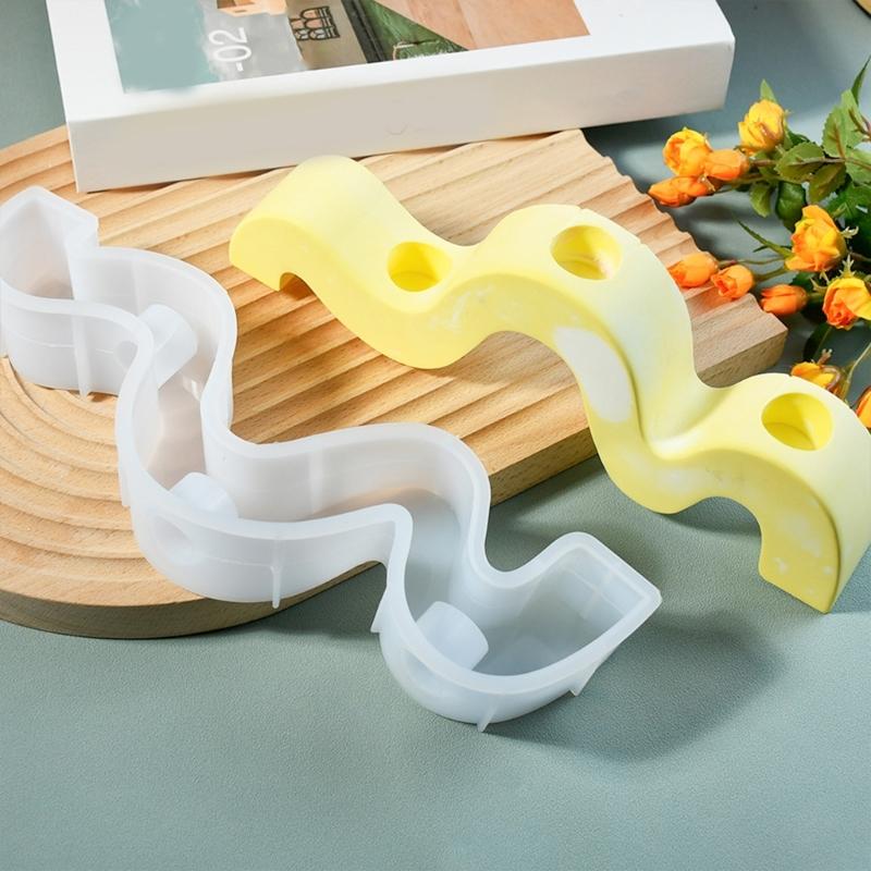 Unique Geometric Curved Silicone Mold Smooth Front Silicone Mold for Geometric Candle Holders and Display Pieces