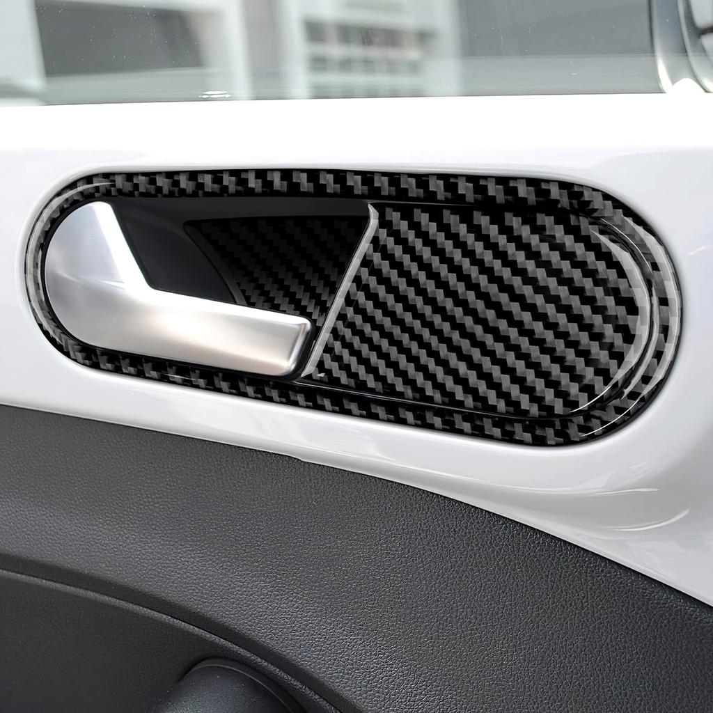 AIRSPEED Volkswagen Beetle Accessories Real Carbon Fiber Car Door Inner Grab Handle Cover Frame Interior Parts Decorative Frame Stylish Custom Dress