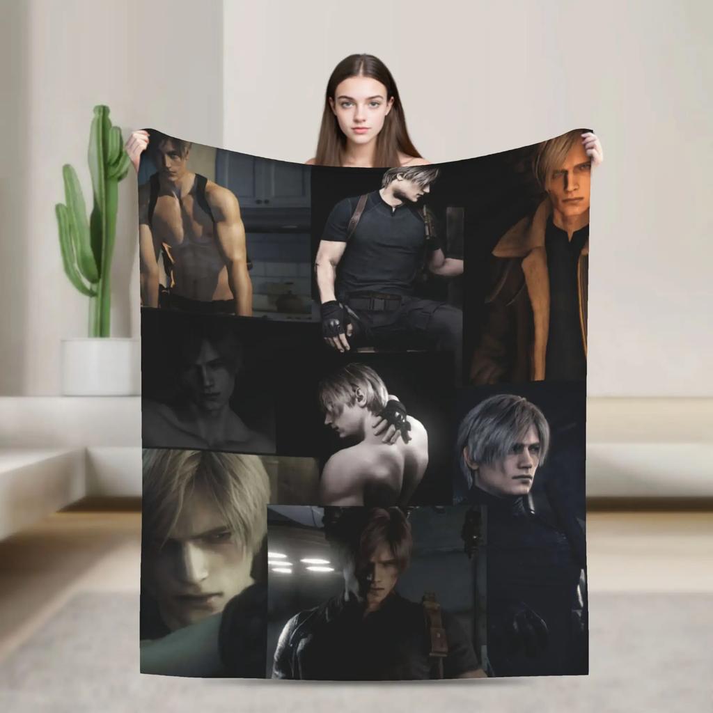 Leon Kennedy Resident Evil Quality Warm Throw Blanket for Winter Fashionable Bedspread for Living Room Bedroom Ideal for Men an
