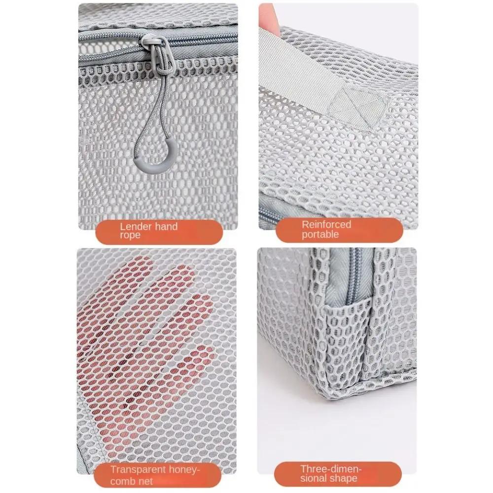 Casual Nylon Storage Pouch With Zipper Hand-held Mesh Pouch Mesh Multipurpose Toiletry Wash Bags Travel