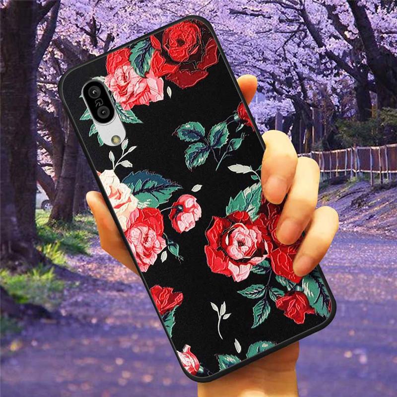 For Sharp Aquos Sense3 Case 3D Flower Relief Silicone Soft Emboss Cover For Sharp Aquos Sense 3 Lite Sense6 6 Luxury Cartoon