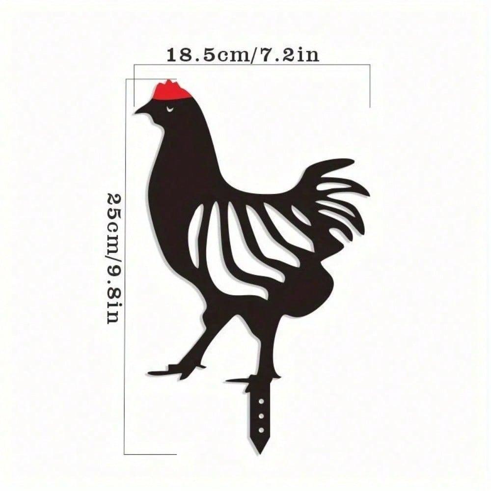 1 Piece Metal Rooster and Hen Garden Stakes Outdoor Iron Art Yard Decor Lawn Ornament Rustic Farmhouse Poultry Statue