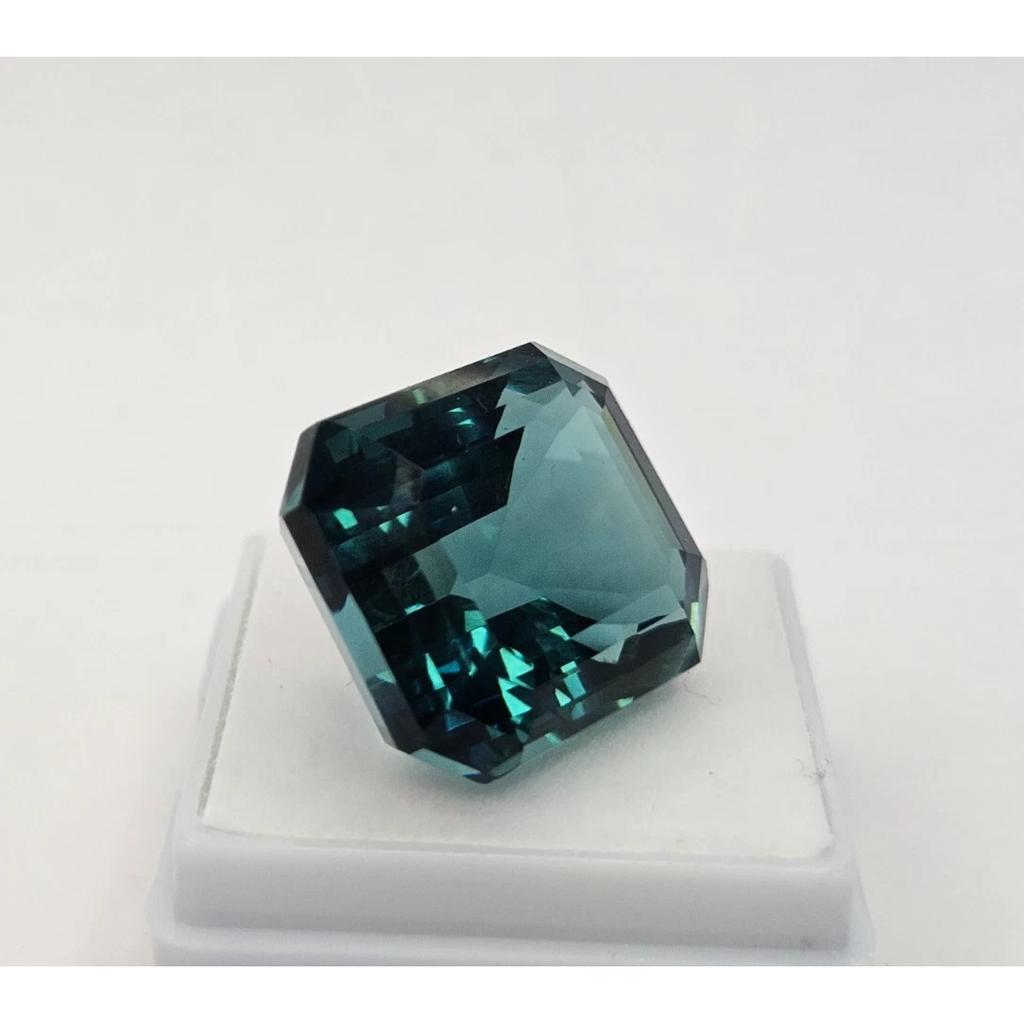 25+ Ct Natural Teal Blue Tourmaline Emerald Cut Fabulous Certified Gemstone
