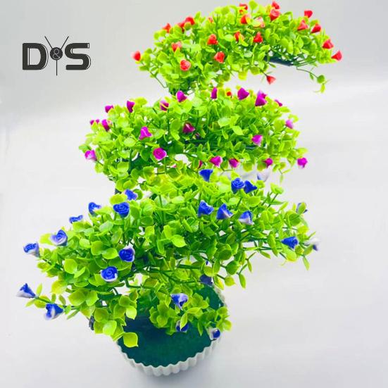 Artificial Flower Plastic Fake Bonsai Romantic No Watering Beautiful Bonsai with Pot Garden Supplies
