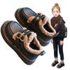 Girls cotton shoes plus cotton princess shoes 2025 autumn and winter British style warm Doudou shoes thickened soft-soled little girls leather boots