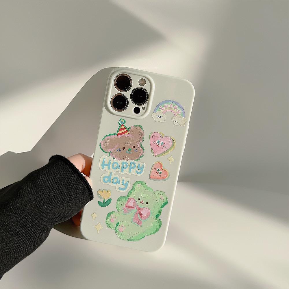 Originální olejomalba Zelený medvěd Pouzdro na telefon Apple iPhone 14 11 Silikon 16 Vhodné pro 13pro Max 15pro