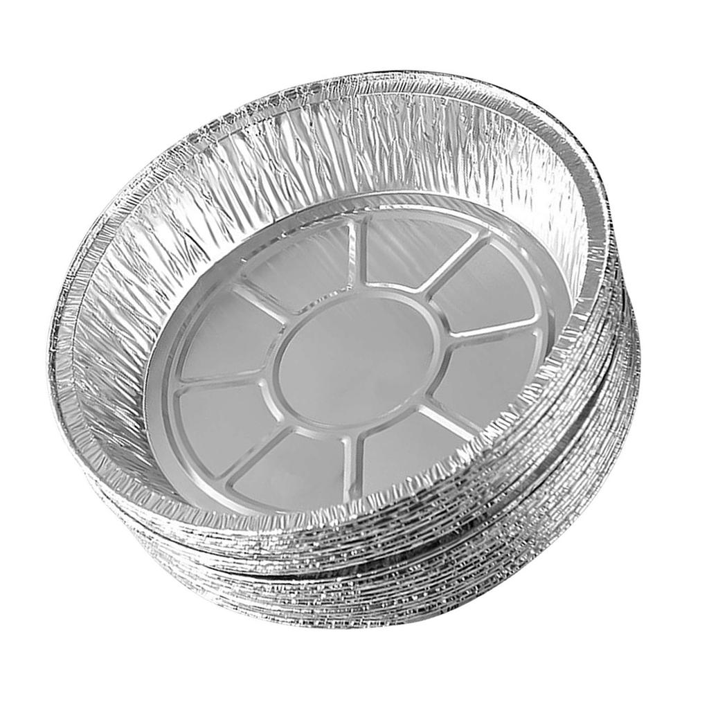 50 Stück 9 Zoll Einweg-Aluminiumfolien-Teller Runde Zinnfolien-Kuchenformen für Heißluftfritteusen Backen Kochen Lagerung Braten