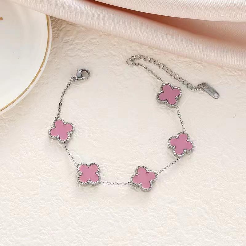 Four-leaf Clover Bracelet Double-sided Titanium Steel Does Not Lose Color Five Flowers Fashion Simple and Versatile Delicate Bracelet