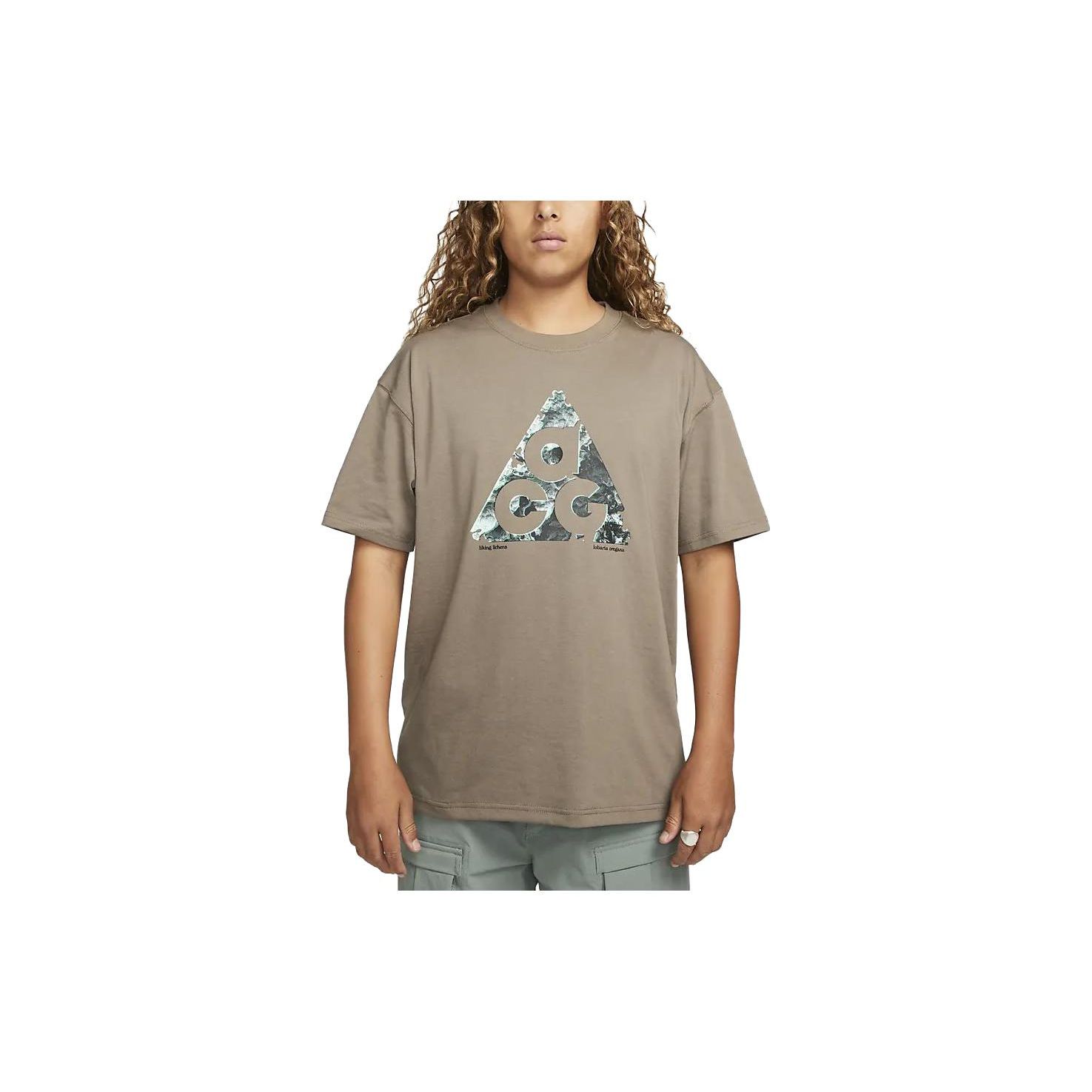 

Nike ACG Letter Print Loose Round Neck Short Sleeve T-Shirt Women Tops Brown DV9636-040 M