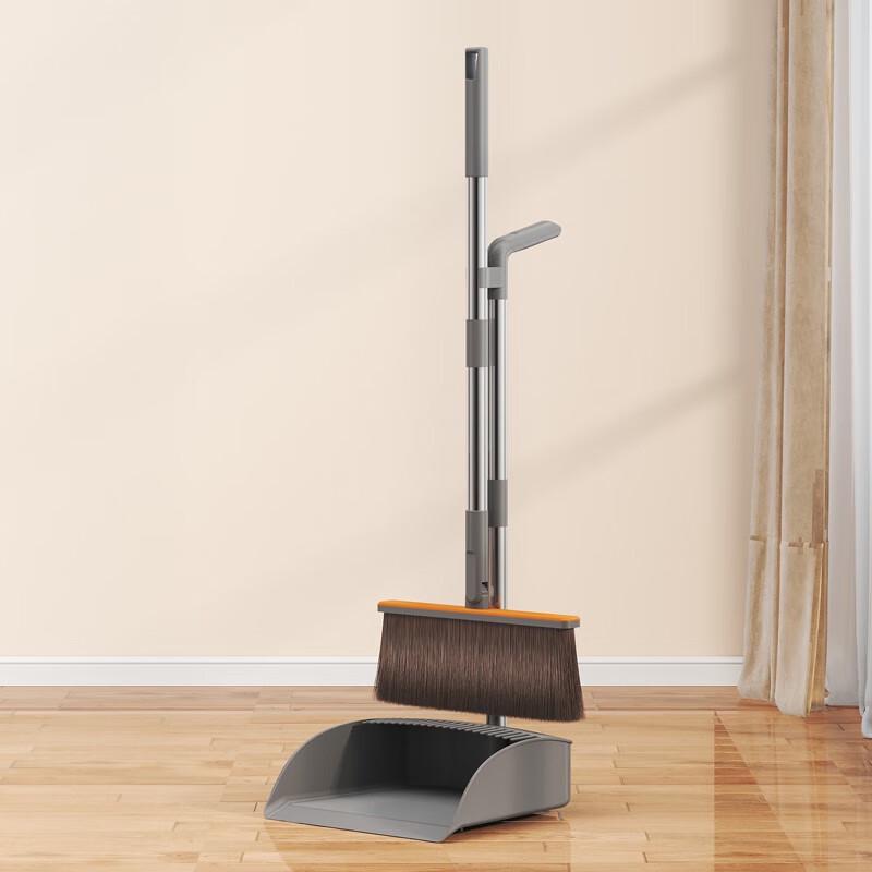 Soft Bristle Broom and Dustpan Set with Scraper