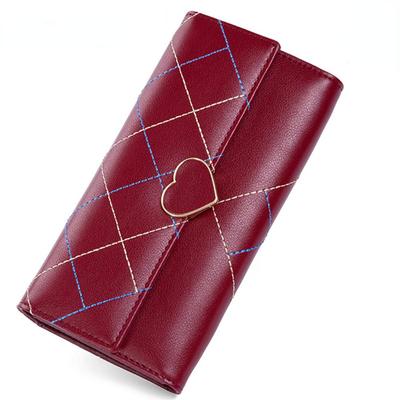 Portafoglio lungo da donna in pelle con pochette tri-fold Portafoglio multifunzione