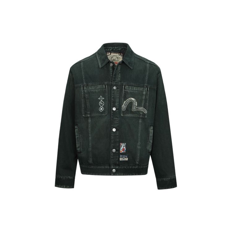 Fortune God Evisu Embroidered Denim Jacket Men Jackets 2ESHTM4DJ1001LFDN