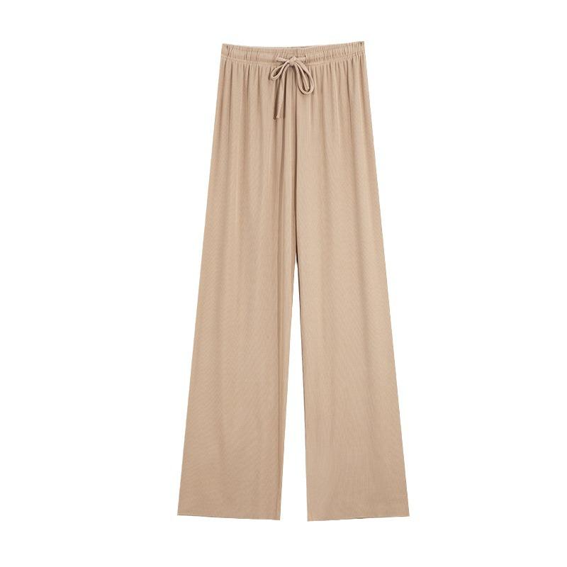 Ice Silk Women's Wide Leg Pants - Spring 2025 Slimming, Breathable, Loose, Floor-Length