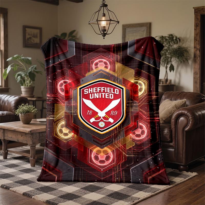 Sheffield United Football Print Flannel Blanket Soft Warm Sofa Bed Throw Blanket For Home Office Bedroom