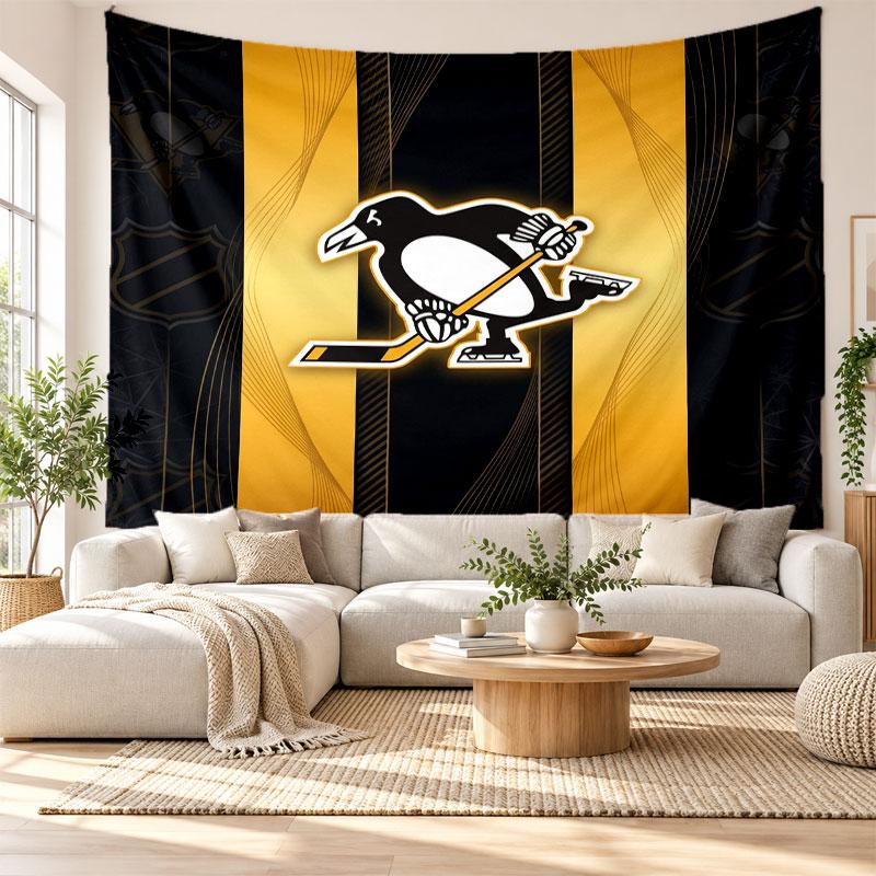 Pittsburgh Penguins Wall Tapestry, Soft Fabric Wall Hanging, Decorative Backdrop For Bedroom Home Wall Art