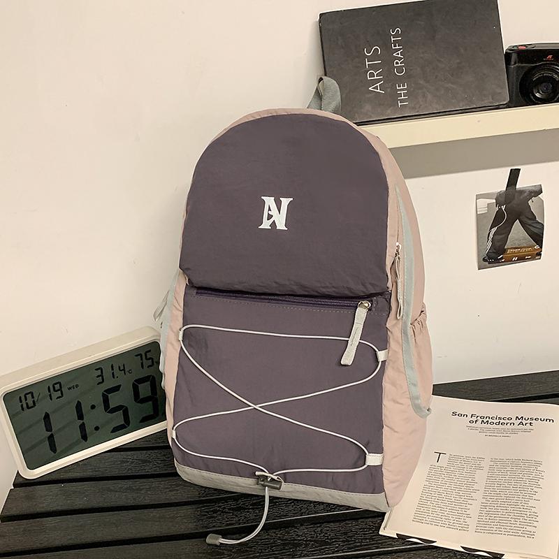 Contrast Color Backpack Men's And Women's Campus Student Schoolbag Lightweight Travel Backpack
