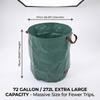 Lawn Garden Leaf Bag PP 272L Water Proof Standable Reusable Yard Waste Bag with Handles for Camping Recycling Green