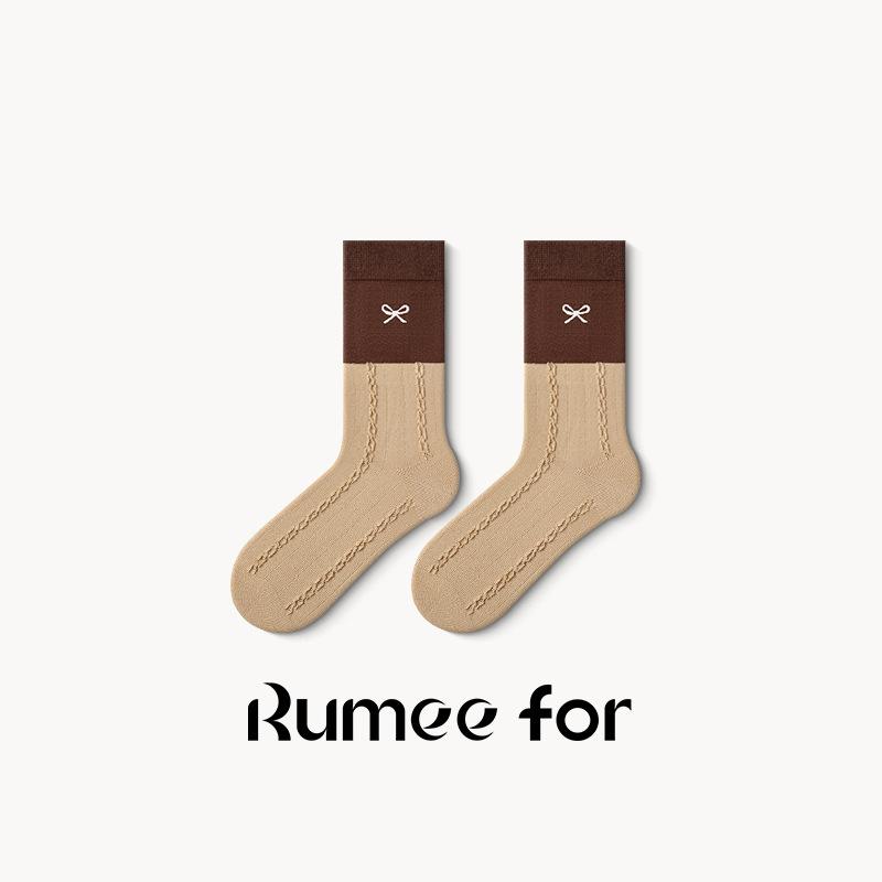 5 Pairs of Female Spring and Autumn Cotton Non Slip Tube Pile Socks